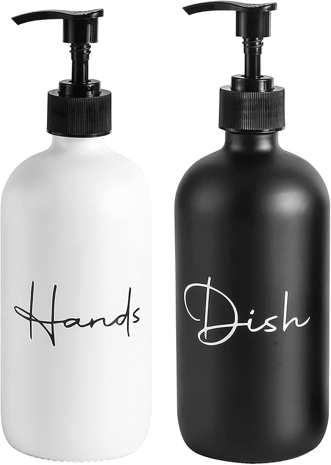 17 oz Hand Soap Dispenser Glass Liquid Dish Soap Bottles, Refillable Empty by UUJOLY
