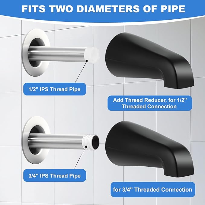 Universal Bath Tub Spout with Adapter, Bathtub Faucet Spout Without Diverter - Image 2