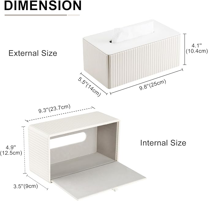 KINGFOM PU Leather Tissue Box Cover Rectangular Tissue Box Holder - Image 3