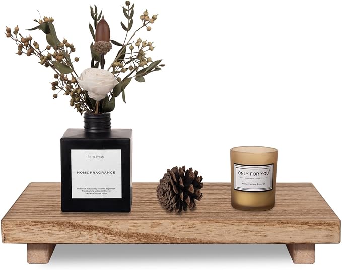 zoocatia Small Wood Tray Pedestal Stand Farmhouse Bathroom Decor Decorative by zoocatia