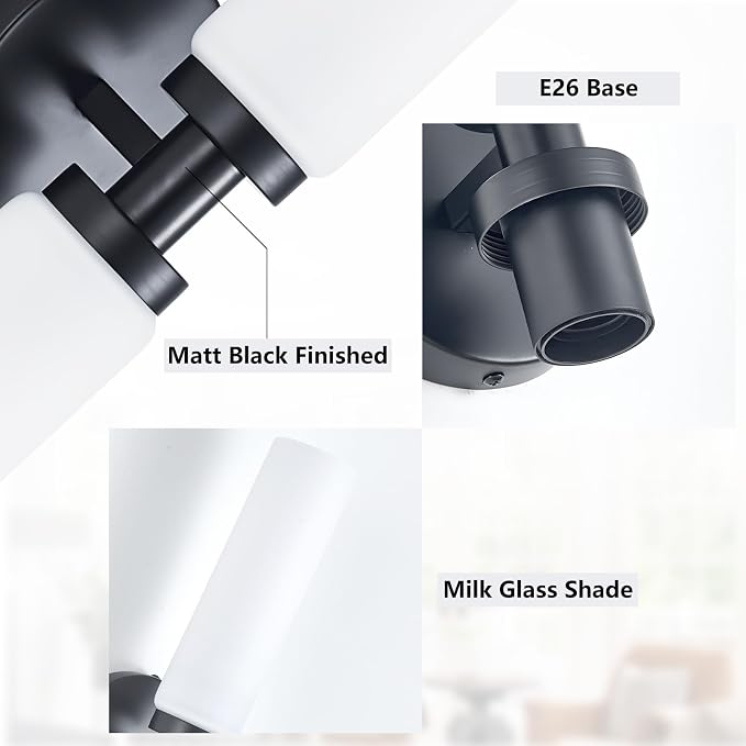 2 Light Black Bathroom Light Fixture Over Mirror, Modern Farmhouse Bathroom - Image 3