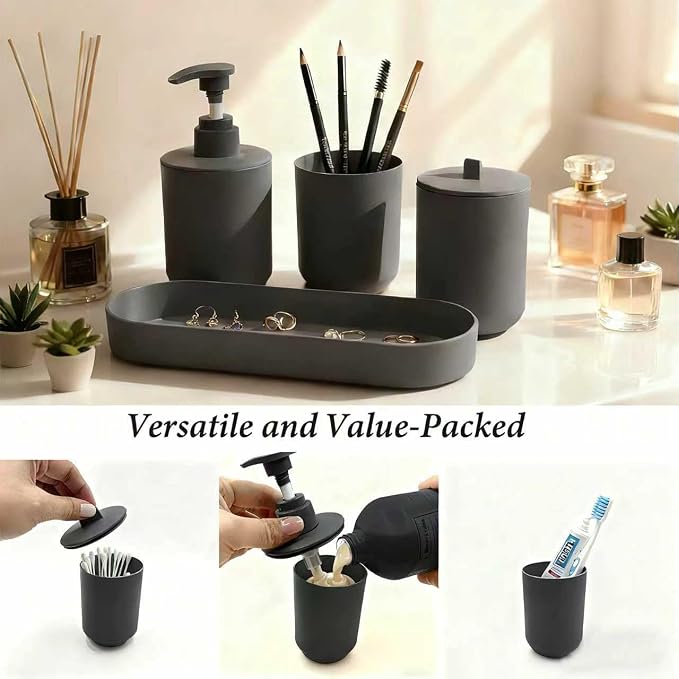 LGURT-4-piece Set of Bathroom Accessories, Plastic Bathroom Accessories - Image 3