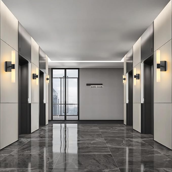 Wall Sconces Set of Two Matte Black Modern Bathroom Sconces Lighting Set of 2 - Image 3
