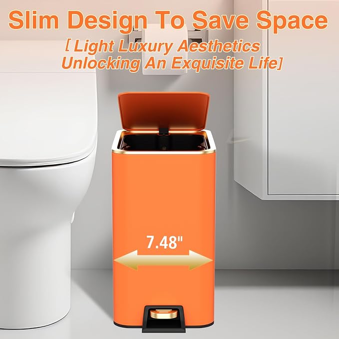 Bathroom Accessories 8 Piece Orange and Gold Bathroom Set, Bath Accessories - Image 3