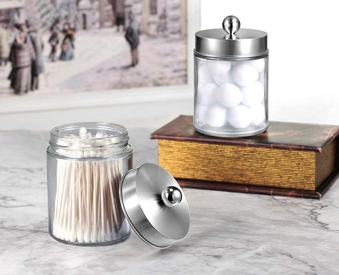 Amolliar 4Pc Apothecary Jars Bathroom Vanity Storage Organizer Set -Countertop - Image 6