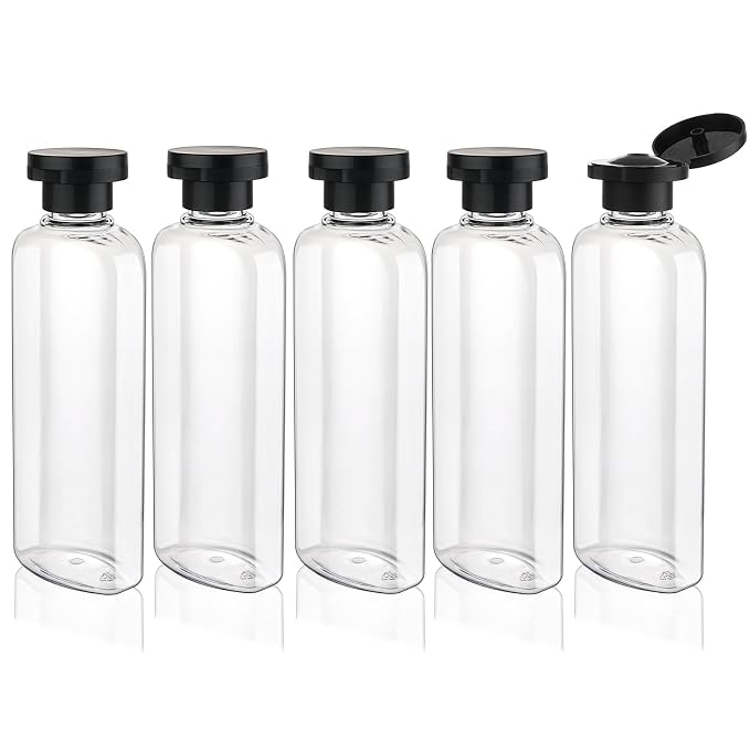 Travel Shampoo Bottles 7.7oz 5 Pack Leak Proof Squeeze Bottles by wowang