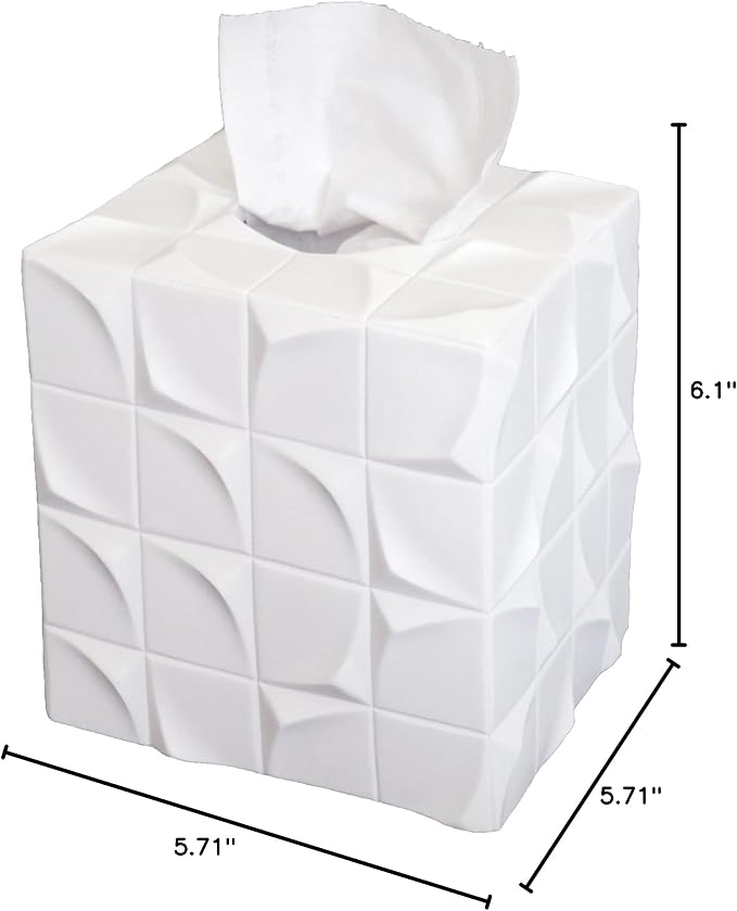 Hymmah Modern Square Tissue Box Cover Holder, Bathroom Accessories Decor Unique - Image 8