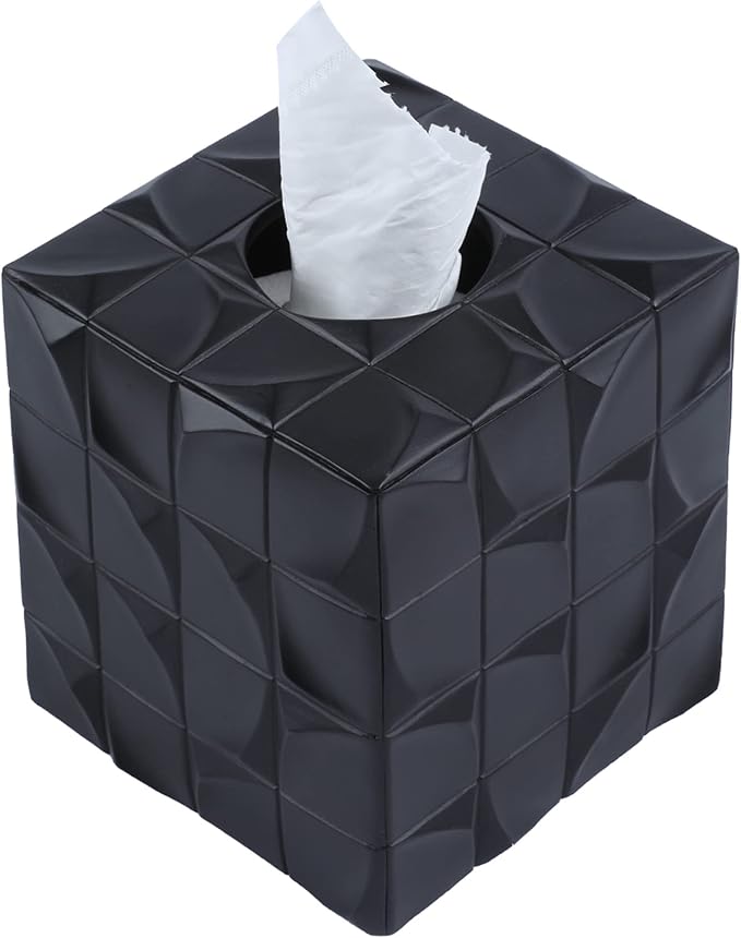 Hymmah Modern Square Tissue Box Cover Holder, Bathroom Accessories Decor Unique - Image 3