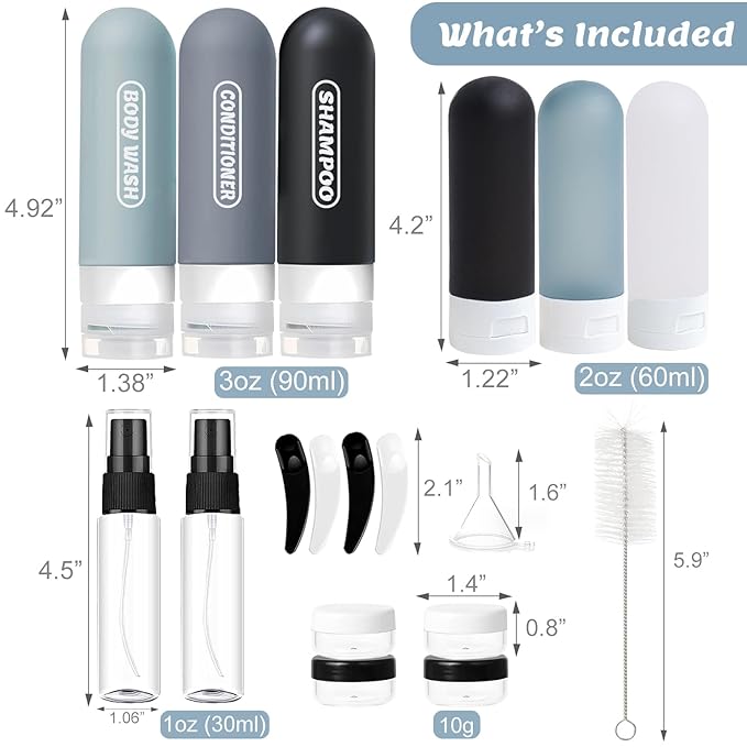 20 Pack Travel Bottles Set, TSA Approved Travel Size Toiletries Containers - Image 2
