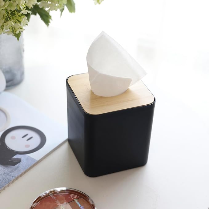 Square Tissue Box Cover, Bamboo Facial Cube Box Cover - Image 4