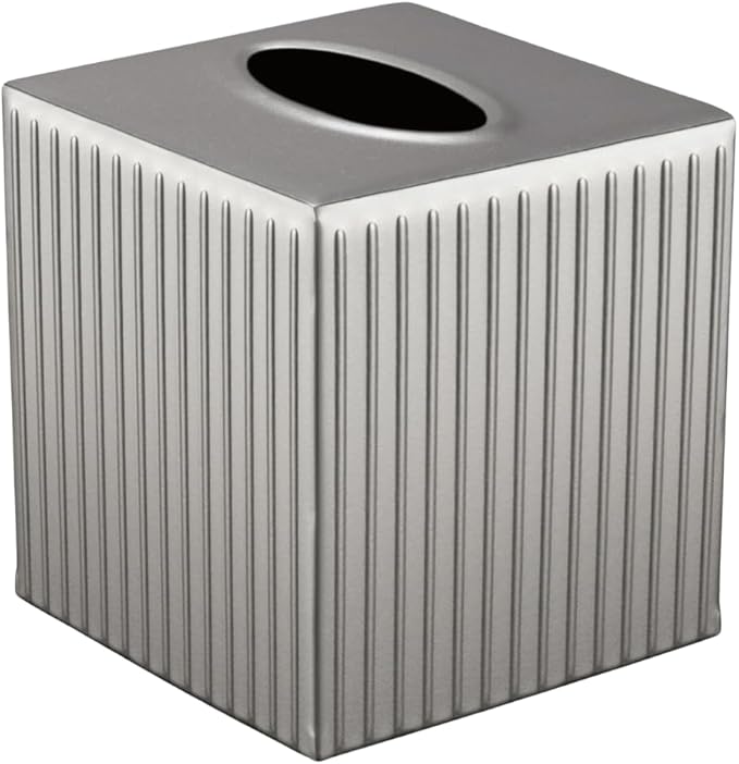 Monarch Abode Tissue Box Cover Square – Handcrafted Ridge Embossed Pewter Metal by MonarchAbode