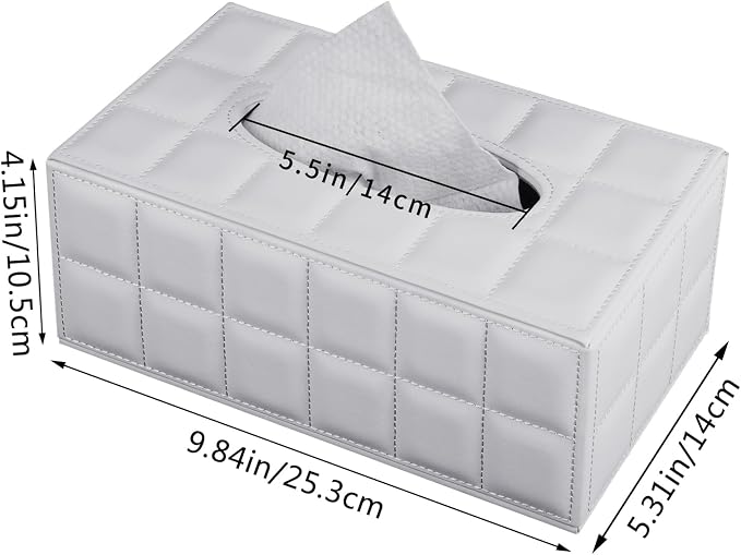 Tissue Box Cover Rectangle Tissue Box Holder PU Leather Facial Organizer - Image 8