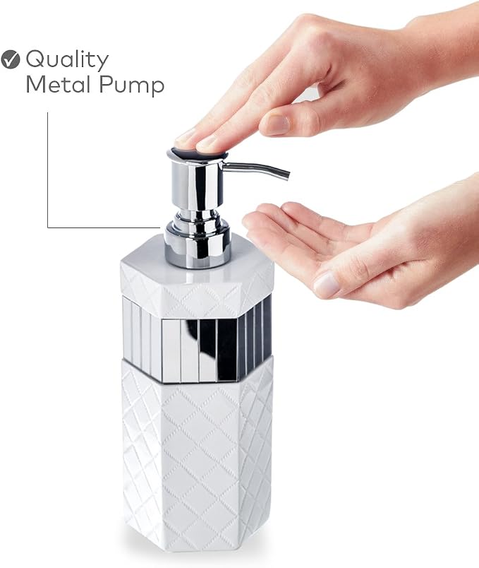 Creative Scents Quilted Mirror White Hand Soap Dispenser - Image 3