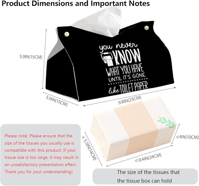 Black Leather Tissue Box Cover for Bathroom Decor, Funny Decorative Toilet - Image 7