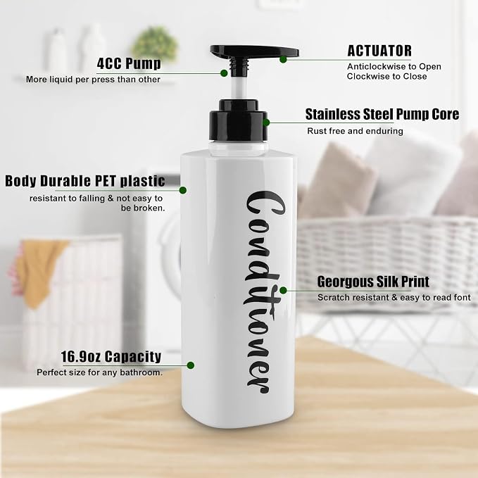 16.9oz Shampoo and Conditioner Dispenser Set of 3-Printed Shower Soap Dispenser - Image 2