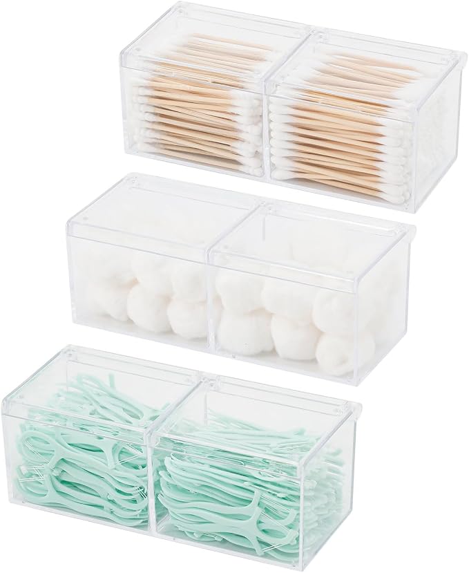 3 Pack Bathroom Canister with Divider, Plastic Vanity Drawer Storage Jars with - Image 6