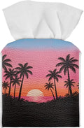 Sunset Tissue Box Holder Waterproof PU Leather Square Modern Tissue Box Cover by Pzuqiu