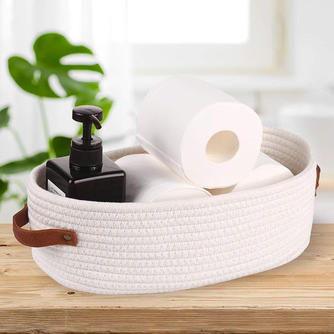 Woven Storage Basket for Toilet Tank Top, Farmhouse Home Decor Organizing - Image 2
