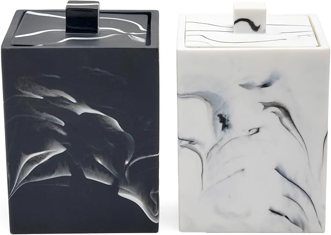 Cotton Swab Canister with Lid, Resin Bathroom Containers Canister Cotton Ball - Image 9