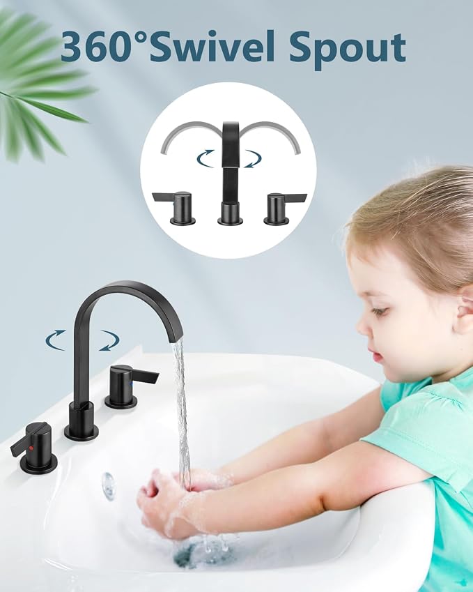 Aolemi Bathroom Faucets 3 Hole, 8 Inch Widespread Waterfall Bathroom Sink Faucet - Image 4