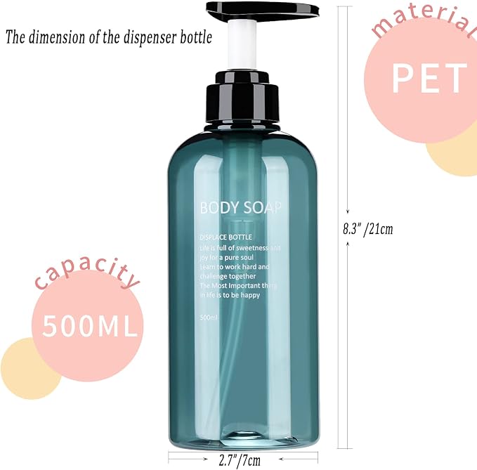 Shampoo and Conditioner Dispenser Bottles-3pcs 16.9oz Plastic Empty Refillable - Image 5