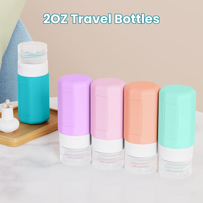 2 oz Travel Bottles, Small Size Containers, TSA Approved Silicone Travel - Image 2