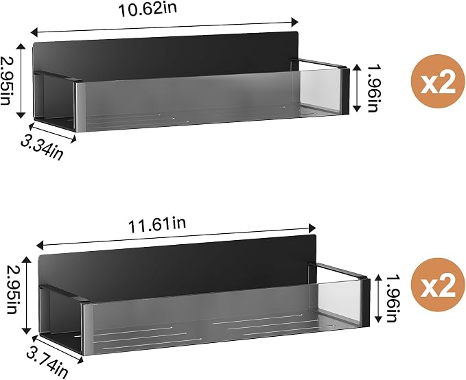 2/3/4 Pack Moveable Fridge Magnetic Spice Racks, Metal Black/White - Image 2