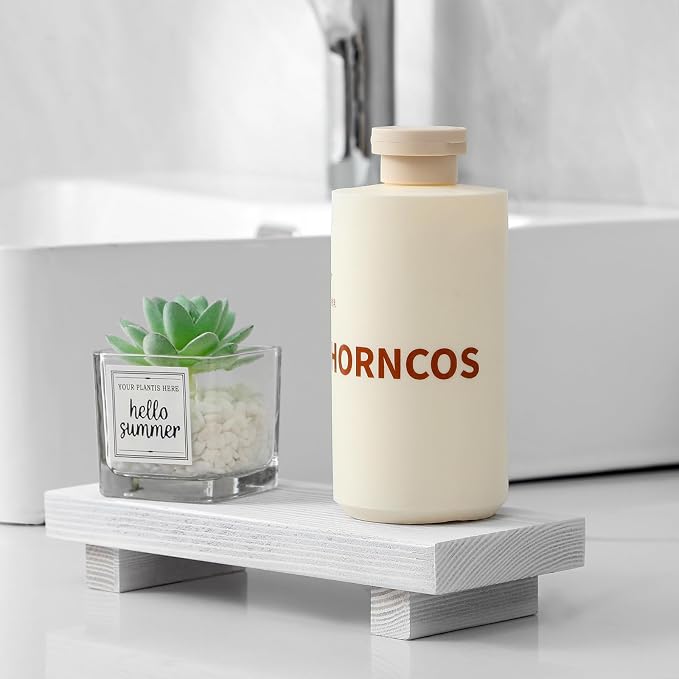 Bathroom Counter Organizer Wood Pedestal Stand Farmhouse Decorative Tray Soap - Image 3