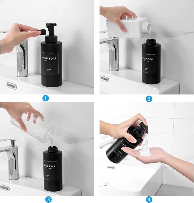 UUJOLY Foaming Soap Dispenser, 17 OZ Refillable Plastic Soap Pump Bottle - Image 6