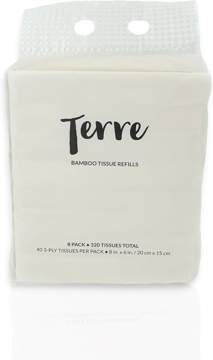 Terre Bamboo Car Tissue Refills, Unbleached, 8 Pack, FSC-Certified, Facial - Image 5