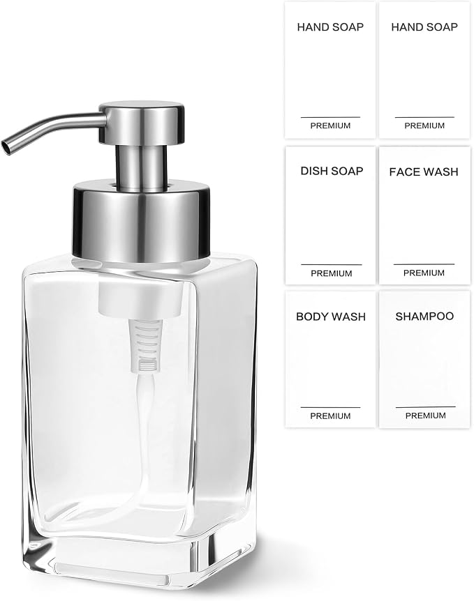 Foaming Soap Dispenser, 12oz/350ml Glass Foaming Hand Soap Dispenser Set by Unknown