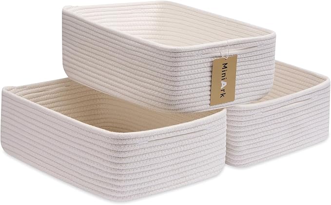 Large Shallow Organizing Baskets 15x11x5.1 Inches by MiniArkStorageBasketsHome