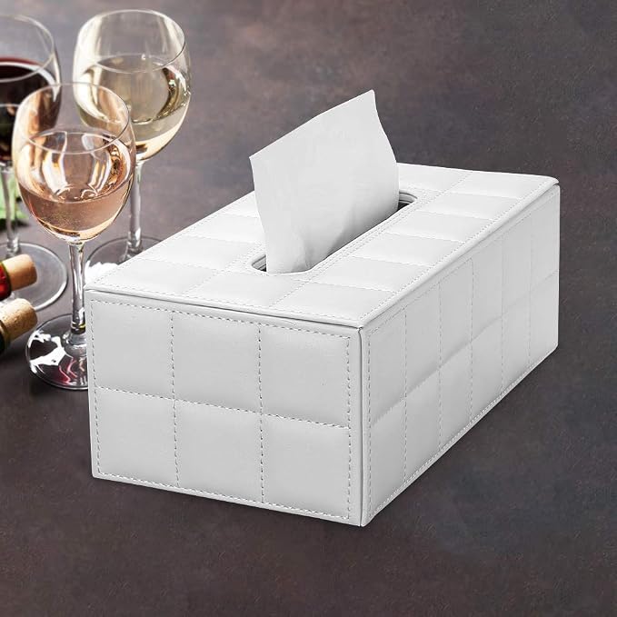 KINGFOM Rectangular Tissue Box Cover, Imitation Suede PU Leather Tissue Box - Image 5
