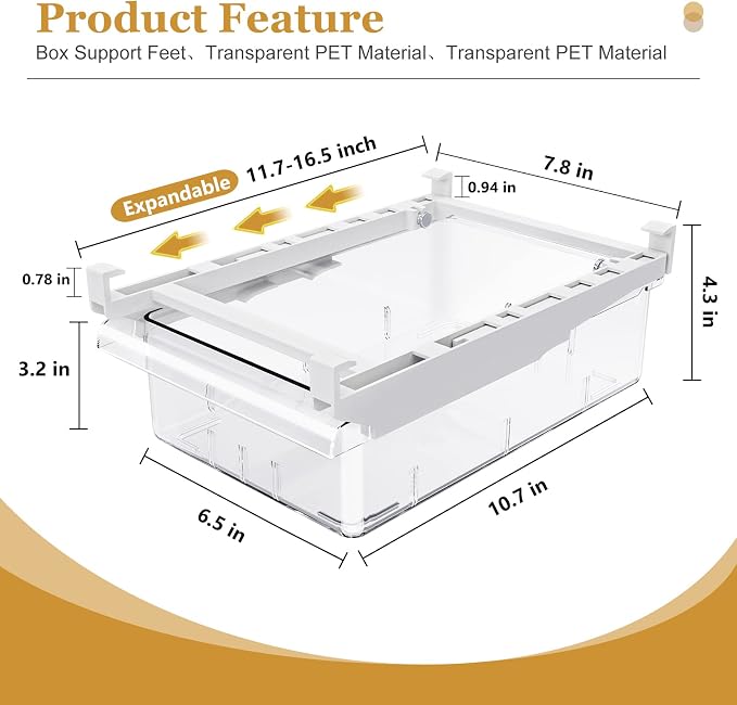 SNSLXH 2 Pack Refrigerator Drawer Organizer, Pull Out Shelf Storage Transparent - Image 3