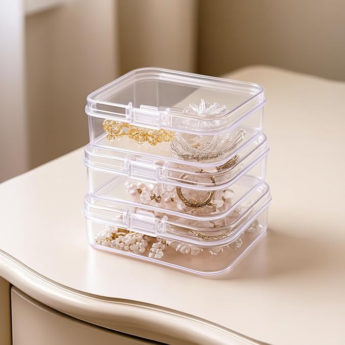 100 Pack Rectangular Mini Clear Plastic Storage Containers Box - Image 3