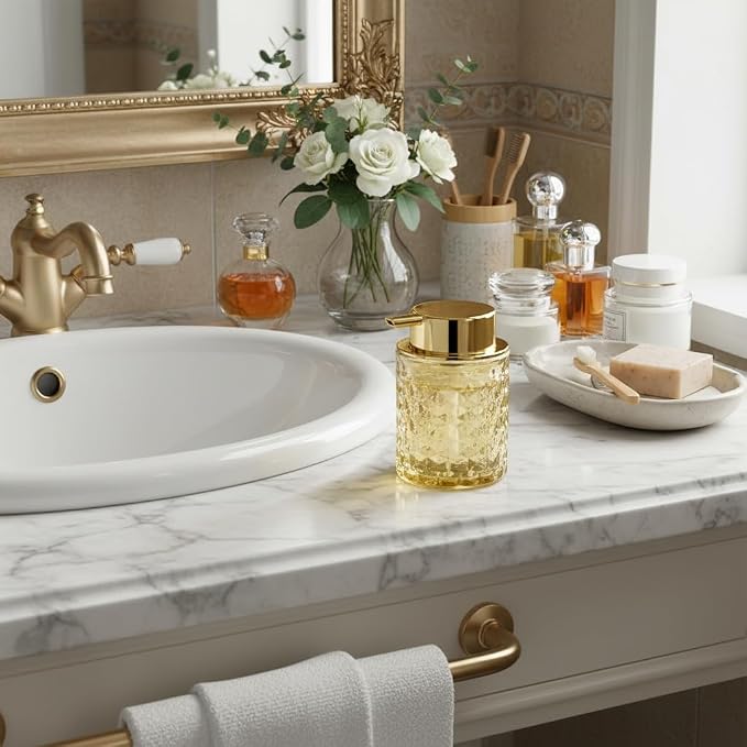 Amber Foaming Soap Dispenser, Glass Soap Dispenser - Image 3