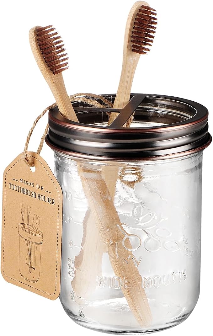 Amolliar Mason Jar Bathroom Accessories Set 4 Pcs -Lotion Soap Dispenser & 2 - Image 4