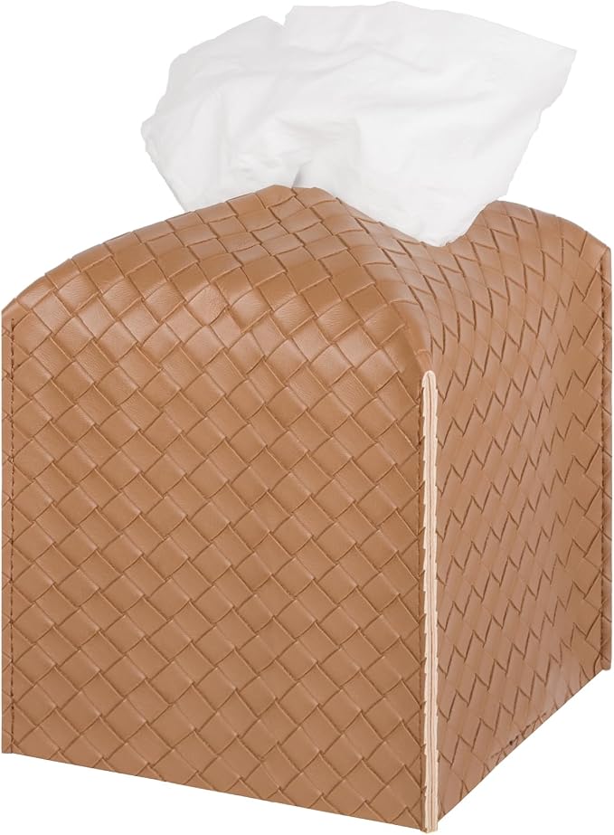Tissue Box Cover PU Leather Tissue Holder Square Facial Tissue Case Facial by zoocatia