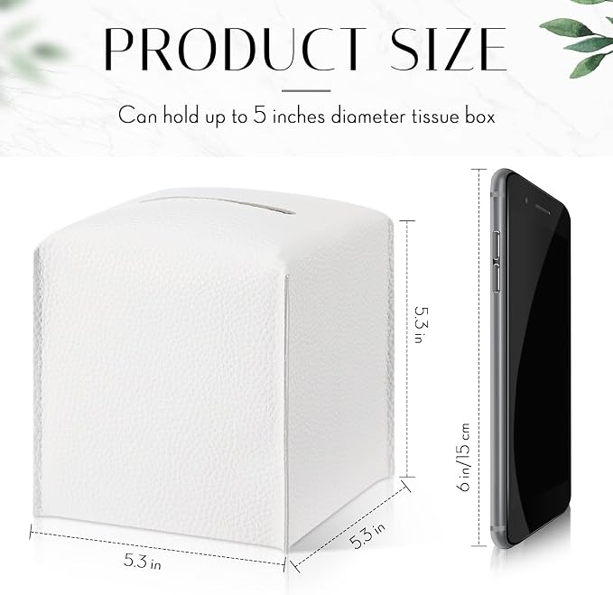 Honeydak 10 Pcs Tissue Box Cover Square Modern PU Leather Tissue Box Holder - Image 2