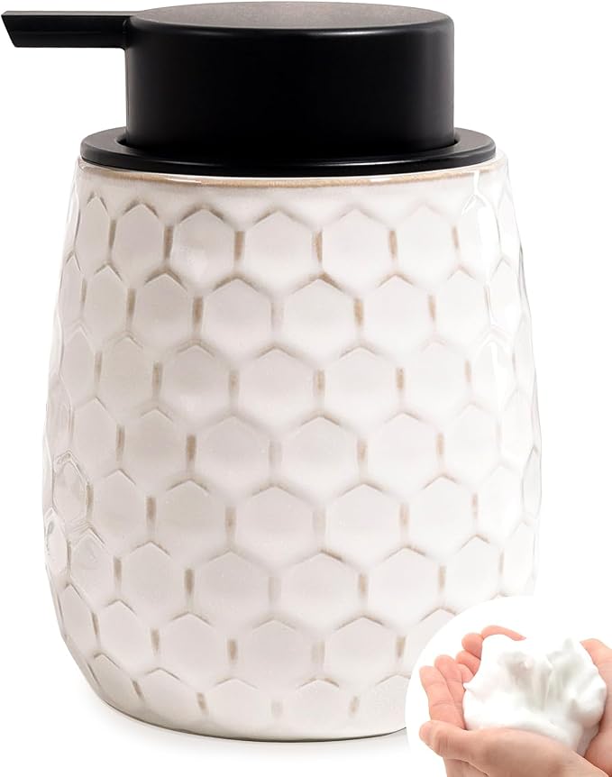Foaming Soap Dispenser, 12OZ Ceramic Foam White Hand Soap Dispenser by ANTISSHOME