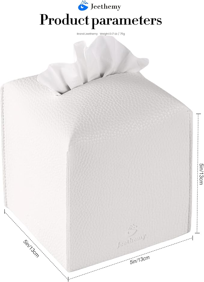 Tissue Box Cover, Jeethemy Square PU Leather Tissue Box Holder, Modern Tissue - Image 5