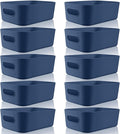 Zopeal Plastic Storage Bins 10 Pcs Blue Pantry Organizer Bins Small Baskets by Zopeal