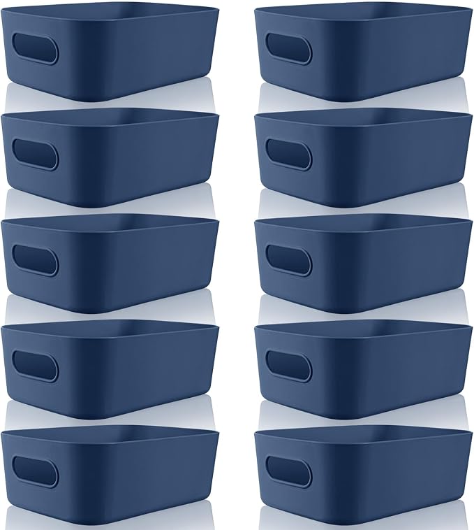 Zopeal Plastic Storage Bins 10 Pcs Blue Pantry Organizer Bins Small Baskets by Zopeal