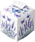 Butterfly Tissue Box Cover Purple Lavender Blossoms French Garden Leather by Unknown
