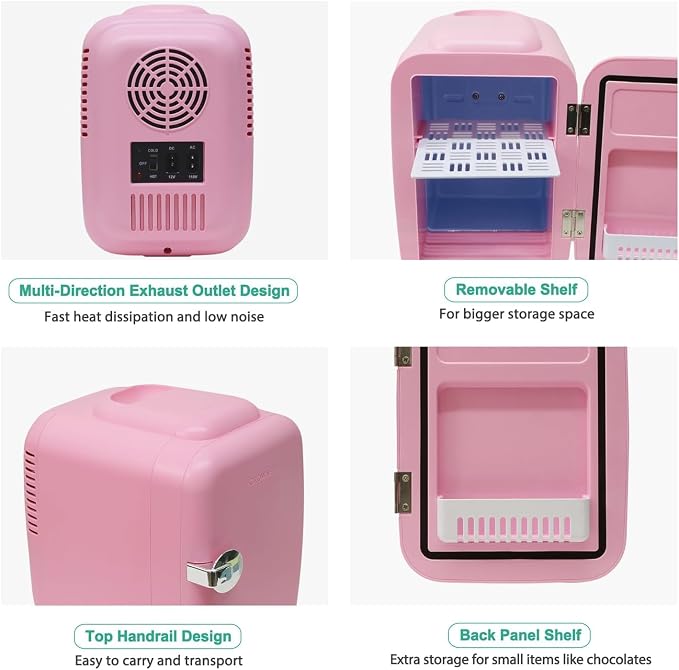 CROWNFUL Mini Fridge, 4 Liter/6 Can Portable Cooler and Warmer Personal - Image 5
