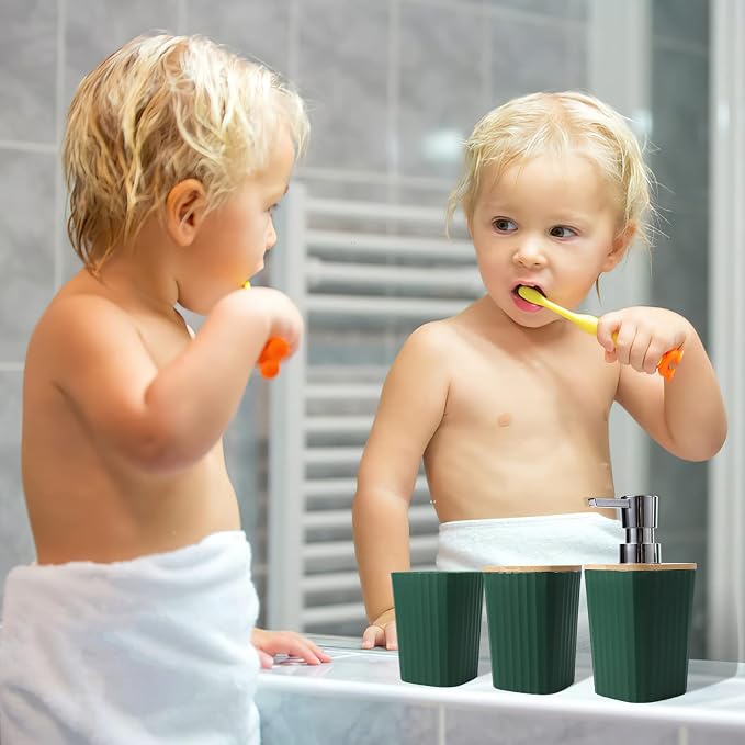 Dark Green Bathroom Accessories Set, 9-Piece Green Bathroom Set - Image 2