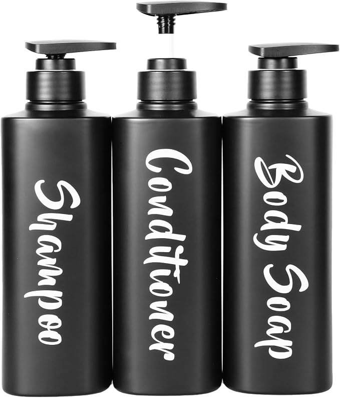 16.9oz Bathroom Soap Dispenser Set, Refillable Shampoo and Conditioner Bottles by AUMIO