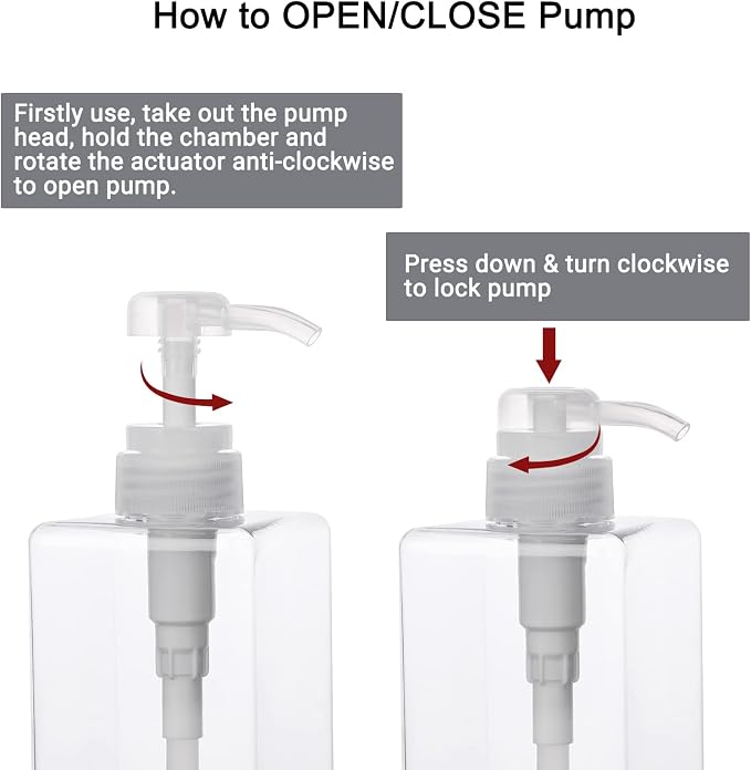 SUREAM Clear Empty Pump Bottles 6 Pack, 15oz/450ml Plastic Refillable Square - Image 5
