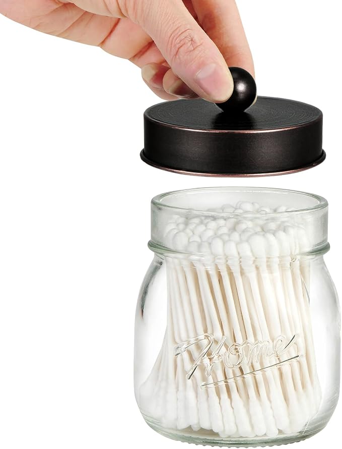 SheeChung Small Mason Jar, Glass Qtip Holder, Apothecary Jars - Image 2