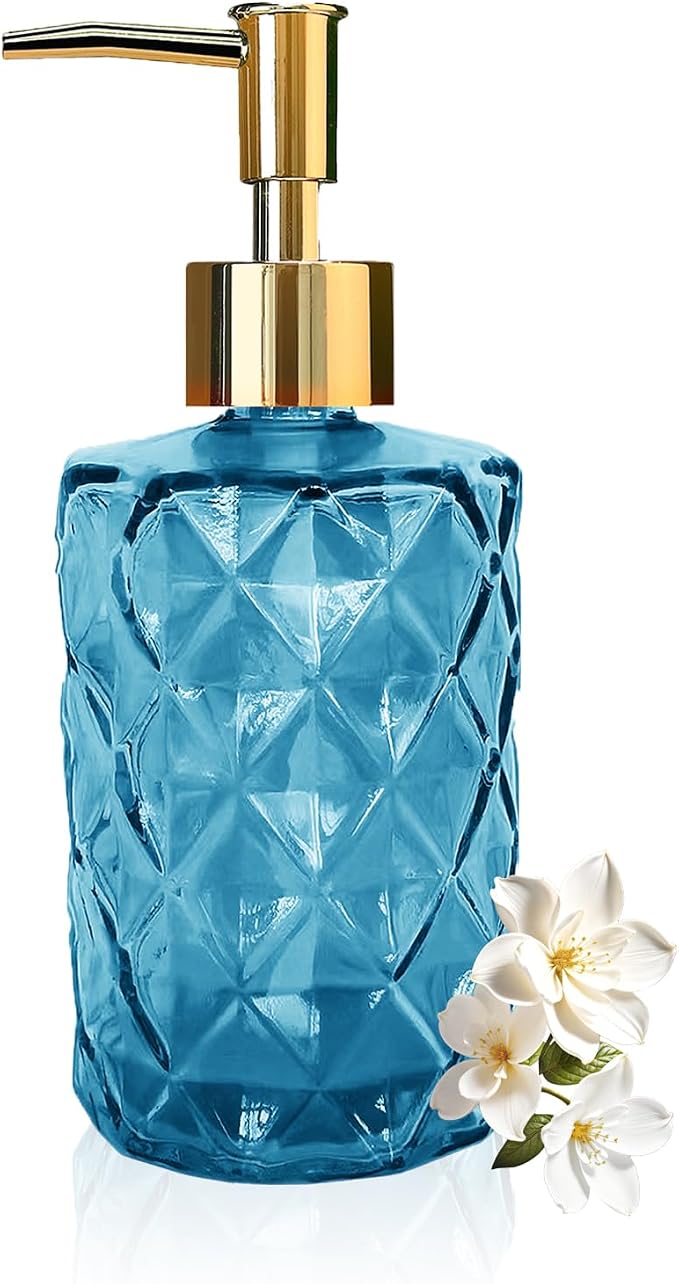 Blue Glass Soap Dispenser, Bathroom Shower & Shampoo Dispenser, Foam Hand Soap by YTDTKJ